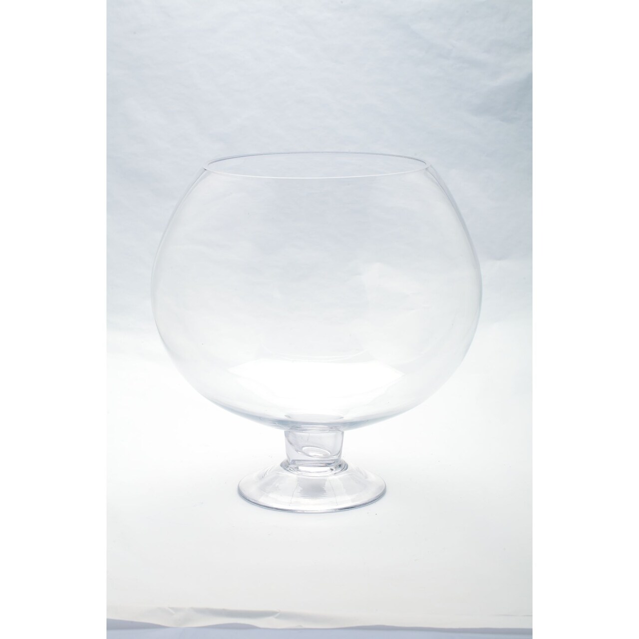 CC Home Furnishings 13&#x201D; Round Clear Brandy Glass Candle Holder